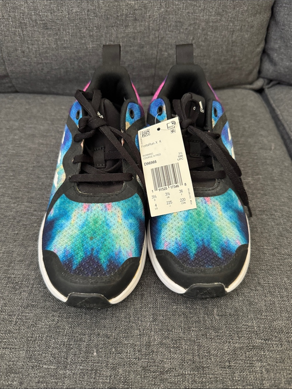 adidas Kids Blue and Black Tie-Dye Sneakers